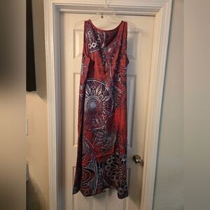 Red Patterned Sleeveless Dress